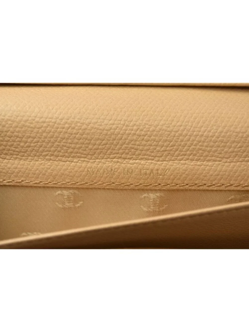 Chanel Wallet Coco Button Bifold Leather Beige